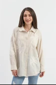 Pulpayet Nakışlı Keten Gömlek - Bej thumbnail 2