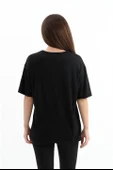 Bisiklet Yaka Halka Ve Boncuk Detaylı T-shirt - Siyah thumbnail 5