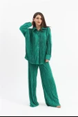 Düğme Detaylı Örme Pilise Takım - Yeşil thumbnail 2