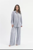 Düğme Detaylı Örme Pilise Takım - Gri thumbnail 2