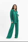 Düğme Detaylı Örme Pilise Takım - Yeşil thumbnail 1