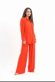 Düğme Detaylı Örme Pilise Takım - Turuncu thumbnail 4