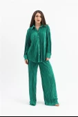 Düğme Detaylı Örme Pilise Takım - Yeşil thumbnail 4