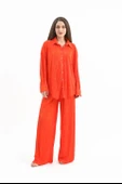Düğme Detaylı Örme Pilise Takım - Turuncu thumbnail 2