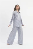 Düğme Detaylı Örme Pilise Takım - Gri thumbnail 4