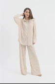 Düğme Detaylı Örme Pilise Takım - Bej thumbnail 2