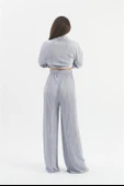 Düğme Detaylı Örme Pilise Takım - Gri thumbnail 7