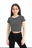 Bluz Bisiklet Yaka Çizgili Kaşkorse - Antrasit thumbnail 1