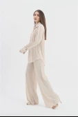 Düğme Detaylı Örme Pilise Takım - Bej thumbnail 4