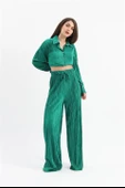 Düğme Detaylı Örme Pilise Takım - Yeşil thumbnail 5