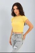 Bluz Bisiklet Yaka Yanları Büzgülü - Hardal thumbnail 1