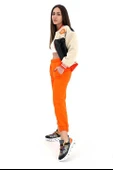 Beli ve Paçası Lastikli Yüksek Bel Üç İplik Eşofman Altı - Oranj thumbnail 3