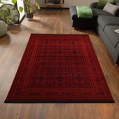 Afgan Türkmen Otantik Desenli Dokuma Bordo Oturma Odası Salon Mutfak Halısı 5969A_ZS72 - 1