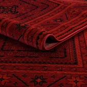 Afgan Türkmen Otantik Desenli Dokuma Bordo Oturma Odası Salon Mutfak Halısı 5969A_ZS72 - 4