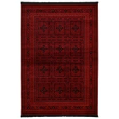 Afgan Türkmen Otantik Desenli Dokuma Bordo Oturma Odası Salon Mutfak Halısı 5969A_ZS72 - 2