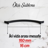 Merve (160 MM - 16 CM) Mat Siyah Metal Kulp Mobilya Çekmece Mutfak Dolap Kulpları Dolabı Kulbu Kulpu thumbnail 6