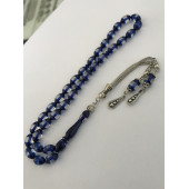 Mavi Sürmeli Model Beyzi Kesim Toz Kehribar Tesbih - 2