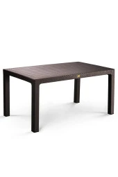 Almina Rattan Masa Takımı 80x140 Camsız Masa 4 Kişilik Rattan Sandalye Seti Bahçe Balkon Teras Takımı - 2