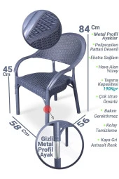 Almina Rattan Masa Takımı 80x140 Camlı Masa 4 Kişilik Bambu Sandalye Seti Bahçe Balkon Teras Takımı - 6