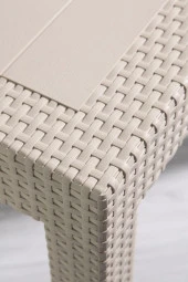 Almina Rattan Masa Takımı 90x150 Camsız Masa 4 Kişilik Bambu Sandalye Seti Bahçe Balkon Teras Takımı - 3