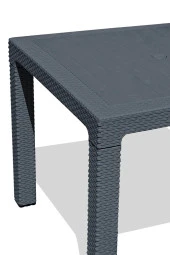 Almina Rattan Masa Takımı 80x140 Camlı Masa 4 Kişilik Bambu Sandalye Seti Bahçe Balkon Teras Takımı - 8