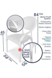 Almina Rattan Masa Takımı 90x150 Camlı Masa 4 Kişilik Bambu Sandalye Seti Bahçe Balkon Teras Takımı - 6