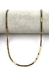 Gold Renk Hematit Dizi 2 x 4 mm Boru Kesim thumbnail 2