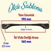 Mobilya Mutfak Dolabı Çekmece Dolap Kapak Kulpu Kulbu 160 mm Siyah Metal Kulp - 2