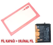 Tkgz Huawei Uyumlu P20 PRO Arka Pil Batarya Kapağı + PİL (CAM) PEMBE - 1