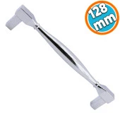 Mobilya Mutfak Dolabı Çekmece Dolap Kulpları Kapak Kulpu Kulbu Krom Renk 128 mm Metal Kare Kulp thumbnail 1