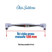 Mobilya Mutfak Dolabı Çekmece Dolap Kulpları Kapak Kulpu Kulbu Krom Renk 128 mm Metal Kare Kulp thumbnail 2