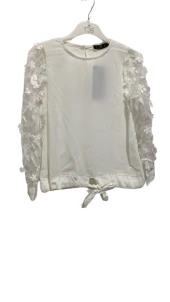 uğurböceğiçocuk Kol Çiçek Detay Baskılı Kız Çocuk Gömlek 1484 - 4