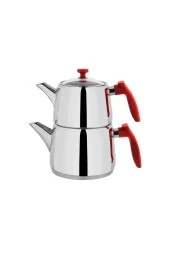 Schafer Rot Orta Boy Çelik Çaydanlık Takımı 3 Parça-kırmızı - 1