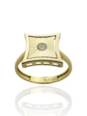 Özel Tasarım Modern Stil Prizma Kalemli 8 Ayar Altın Yüzük thumbnail 2