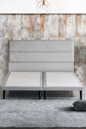 Niron Slim Baza ve Başlık Takımı - 140x200 Çift Kişilik Kumaş Kaplı Metal Karyola ve Başlık Seti - 2