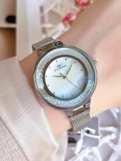 FERRO Silver Hasır Kordonlu Renk Atmaz 30 Metre Suya Dayanıklı Özel Tasarım Kadın KolSaati 21205 thumbnail 1