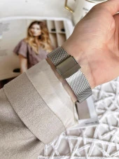 FERRO Silver Hasır Kordonlu Renk Atmaz 30 Metre Suya Dayanıklı Özel Tasarım Kadın KolSaati 21205 thumbnail 4