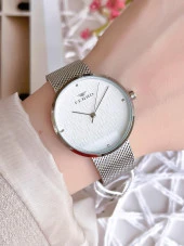 FERRO Silver Hasır Kordonlu Renk Atmaz 30 Metre Suya Dayanıklı Özel Tasarım Kadın KolSaati 81753 - 1