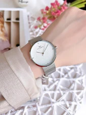 FERRO Silver Hasır Kordonlu Renk Atmaz 30 Metre Suya Dayanıklı Özel Tasarım Kadın KolSaati 81753 - 2