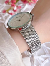 FERRO Silver Hasır Kordonlu Renk Atmaz 30 Metre Suya Dayanıklı Özel Tasarım Kadın KolSaati 81753 - 3