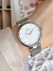 FERRO Silver Hasır Kordonlu Renk Atmaz 30 Metre Suya Dayanıklı Özel Tasarım Kadın KolSaati 2822 thumbnail 1