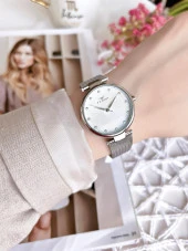 FERRO Silver Hasır Kordonlu Renk Atmaz 30 Metre Suya Dayanıklı Özel Tasarım Kadın KolSaati 2822 thumbnail 2