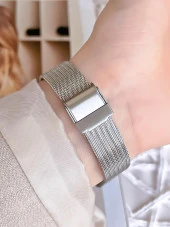 FERRO Silver Hasır Kordonlu Renk Atmaz 30 Metre Suya Dayanıklı Özel Tasarım Kadın KolSaati 2822 thumbnail 4