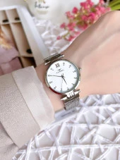 FERRO Silver Hasır Kordonlu Renk Atmaz 30 Metre Suya Dayanıklı Özel Tasarım Kadın KolSaati 21318 thumbnail 2