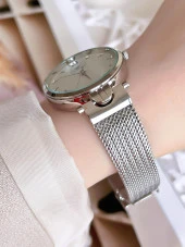 FERRO Silver Hasır Kordonlu Renk Atmaz 30 Metre Suya Dayanıklı Özel Tasarım Kadın KolSaati 21318 thumbnail 3