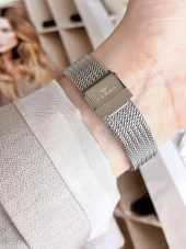 FERRO Silver Hasır Kordonlu Renk Atmaz 30 Metre Suya Dayanıklı Özel Tasarım Kadın KolSaati 21318 thumbnail 4