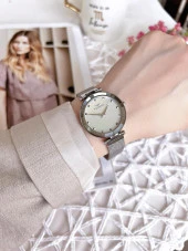 FERRO Silver Hasır Kordonlu Renk Atmaz 30 Metre Suya Dayanıklı Özel Tasarım Kadın KolSaati 21926 thumbnail 2