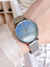 FERRO Silver Hasır Kordonlu Renk Atmaz 30 Metre Suya Dayanıklı Özel Tasarım Kadın KolSaati 21934 thumbnail 1