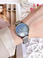 FERRO Silver Hasır Kordonlu Renk Atmaz 30 Metre Suya Dayanıklı Özel Tasarım Kadın KolSaati 21934 thumbnail 2