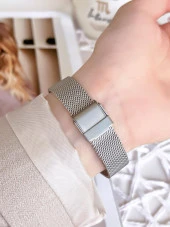 FERRO Silver Hasır Kordonlu Renk Atmaz 30 Metre Suya Dayanıklı Özel Tasarım Kadın KolSaati 21934 thumbnail 4